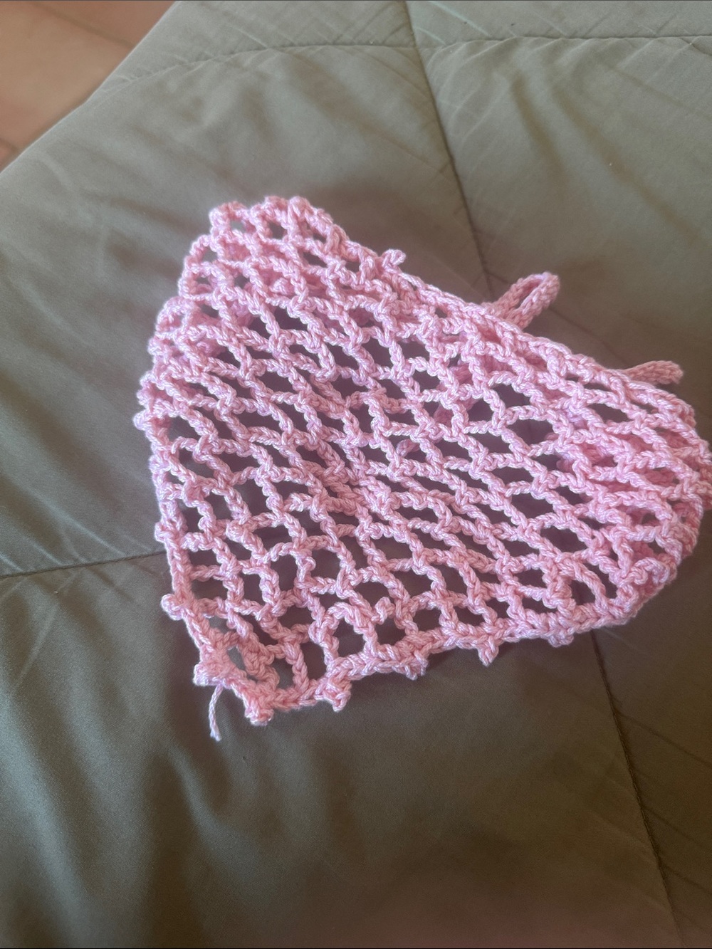 Handmade Pink Crochet Net Scarf